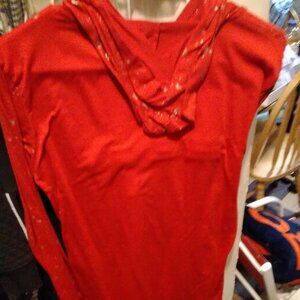 red and gold paint splatter hoodie